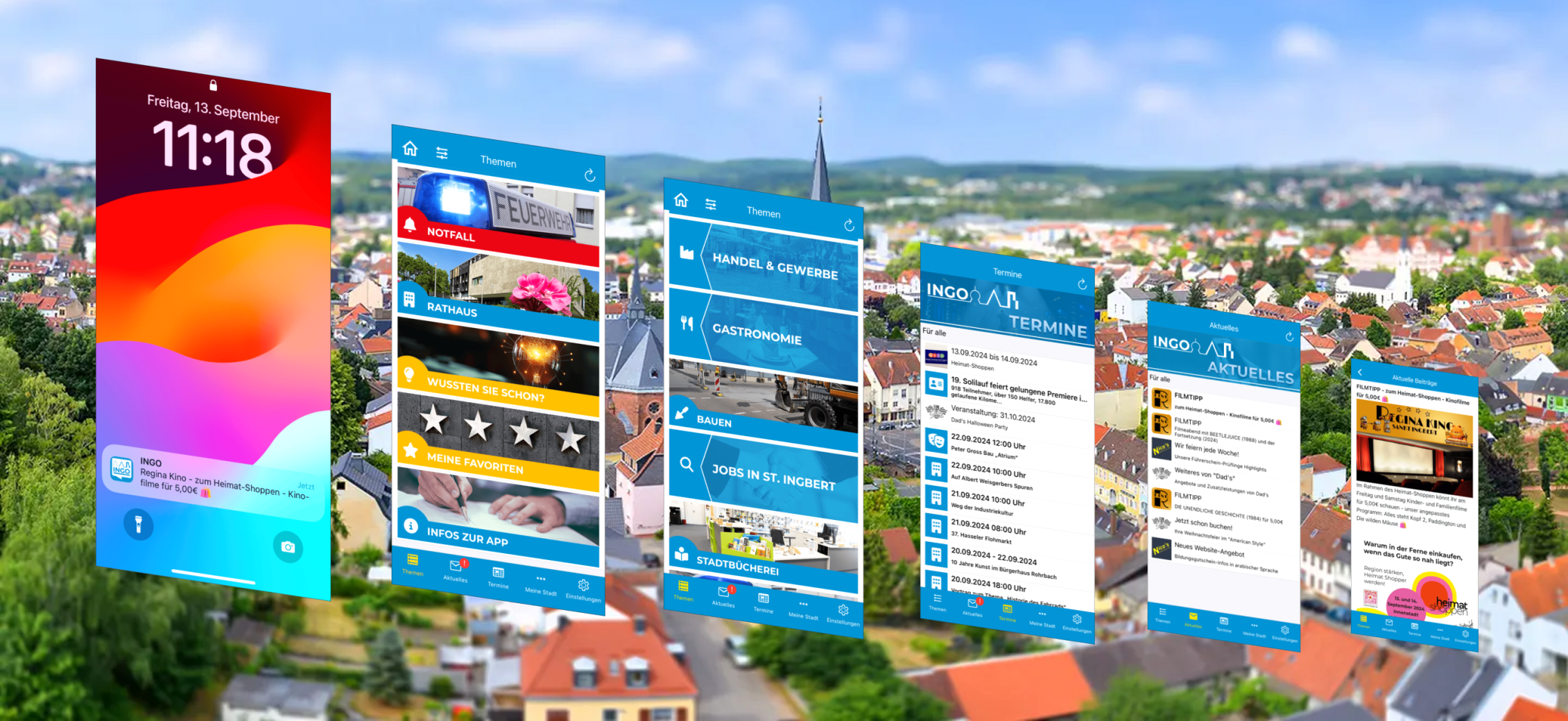 Zeigt die Screens der CSS am Beispiel der Stadt-APP von St. Ingbert, INGO